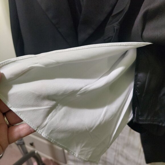 NWT Commense 2pc Black Cropped Blazer & Pleated Mini Skirt W/ White ~ Small - Picture 6 of 10